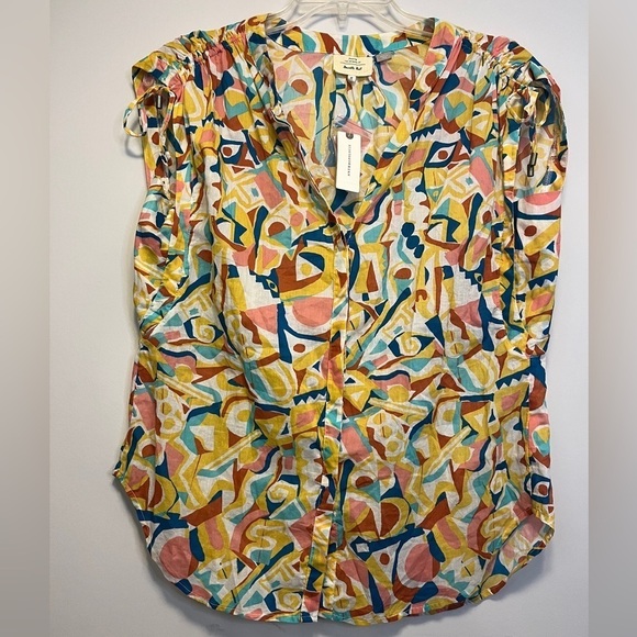 Anthropologie Danielle Kroll Brooklynite Abstract Geometric Oversized Top - Picture 4 of 11